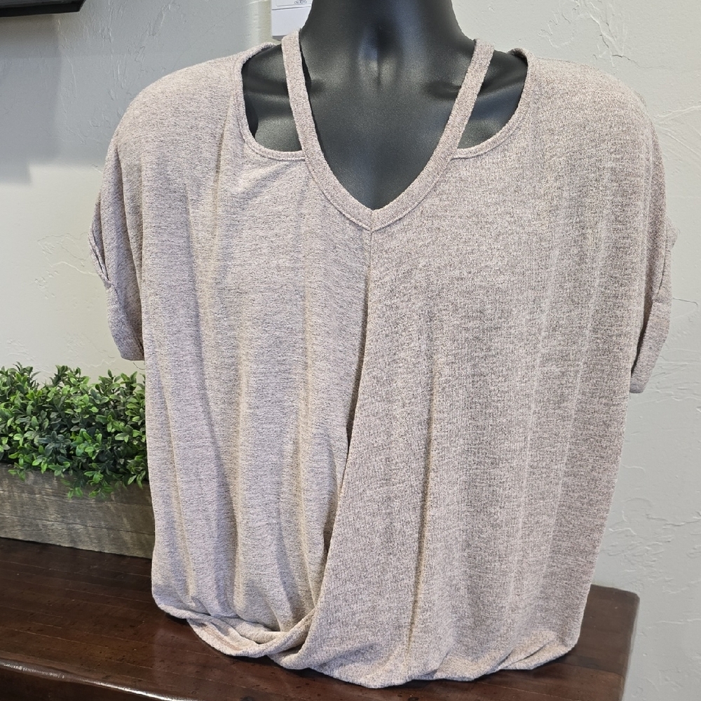 Elegant V-Neck Tan Women's Top